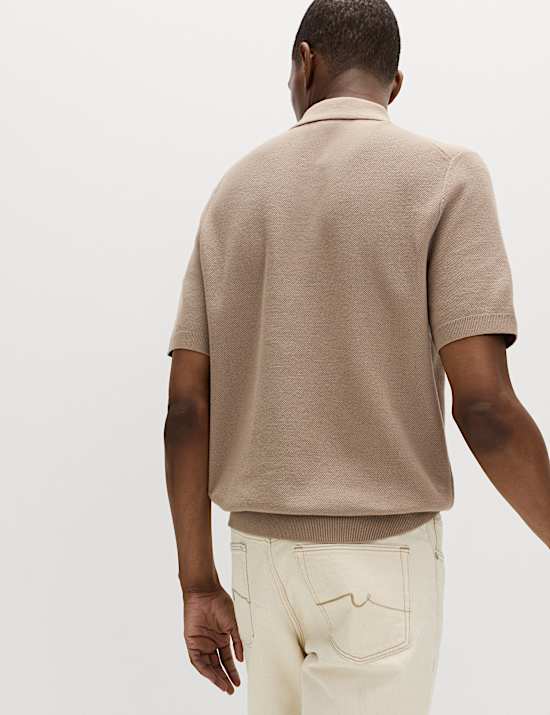 Cotton Rich Textured Knitted Polo Shirt