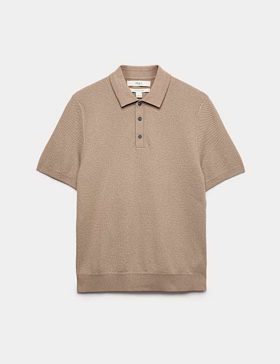 Cotton Rich Textured Knitted Polo Shirt