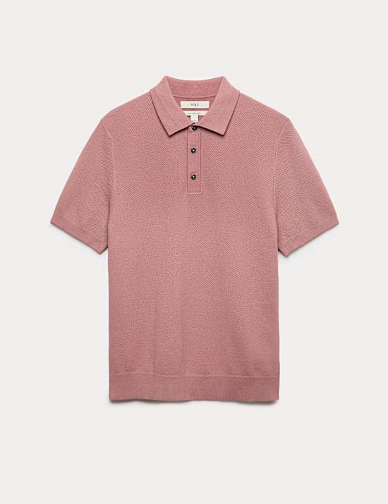 Cotton Rich Textured Knitted Polo Shirt