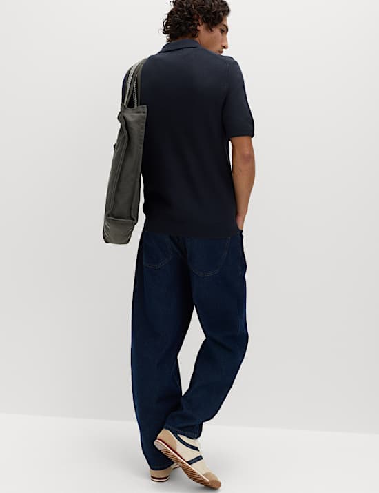 Cotton Rich Textured Knitted Polo Shirt