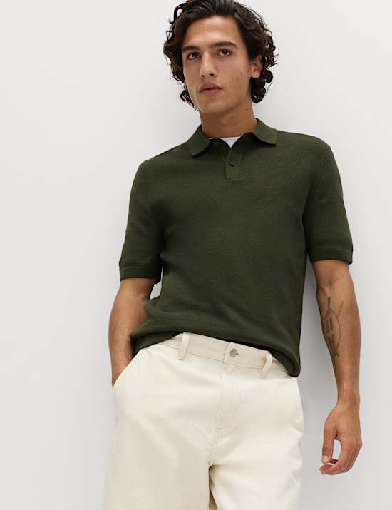Cotton Rich Slim Fit Knitted Polo Shirt