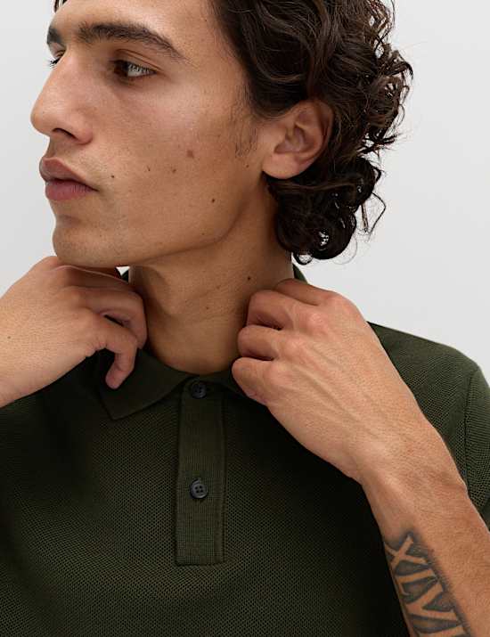 Cotton Rich Slim Fit Knitted Polo Shirt