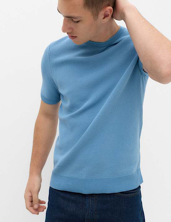 Cotton Rich Textured Knitted T-Shirt
