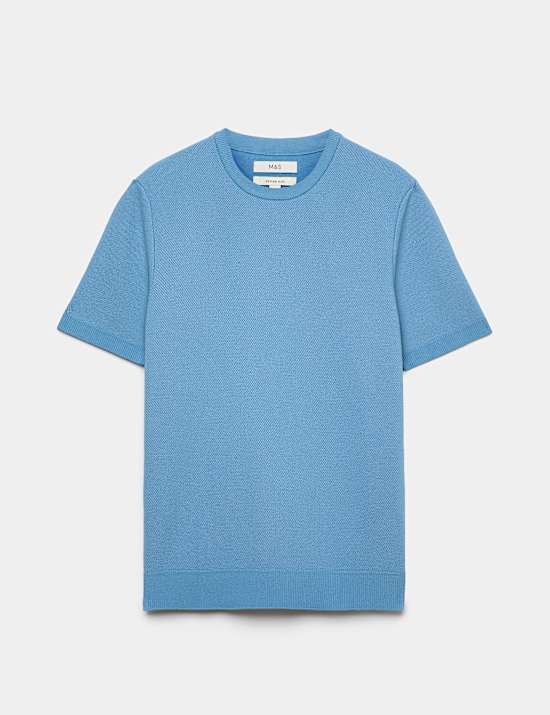 Cotton Rich Textured Knitted T-Shirt
