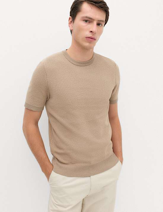 Cotton Rich Textured Knitted T-Shirt