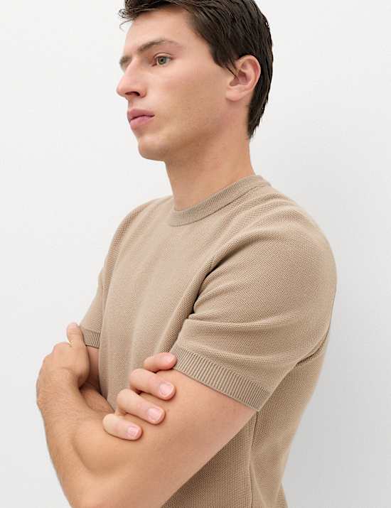 Cotton Rich Textured Knitted T-Shirt