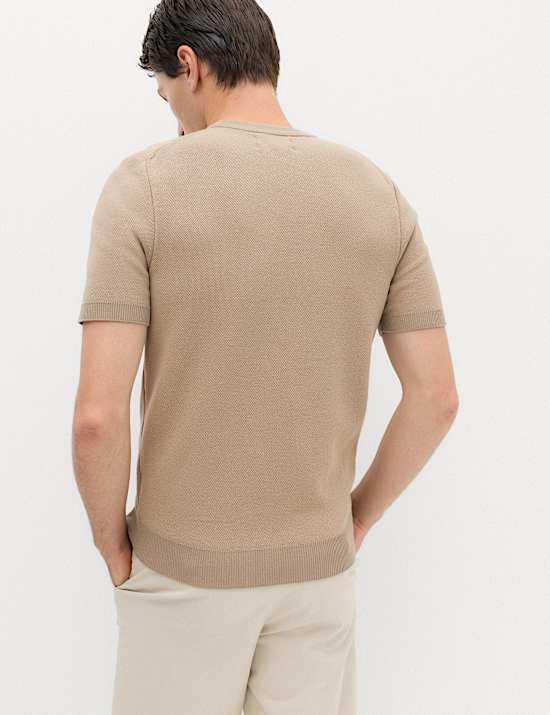 Cotton Rich Textured Knitted T-Shirt