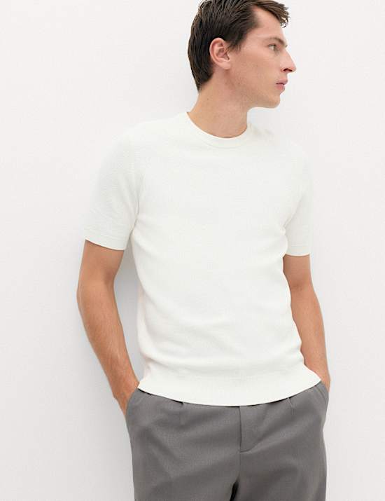 Cotton Rich Textured Knitted T-Shirt