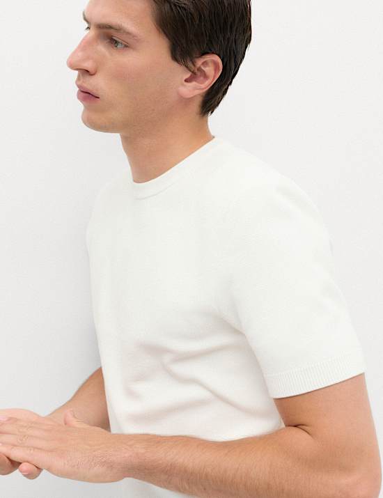 Cotton Rich Textured Knitted T-Shirt