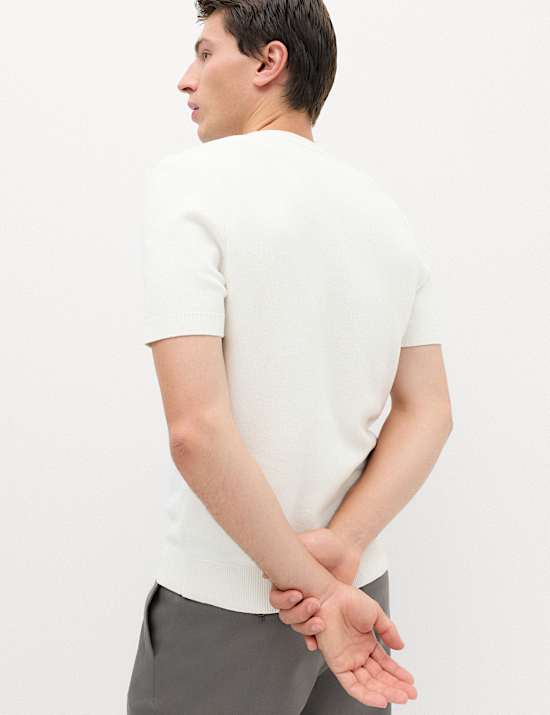 Cotton Rich Textured Knitted T-Shirt
