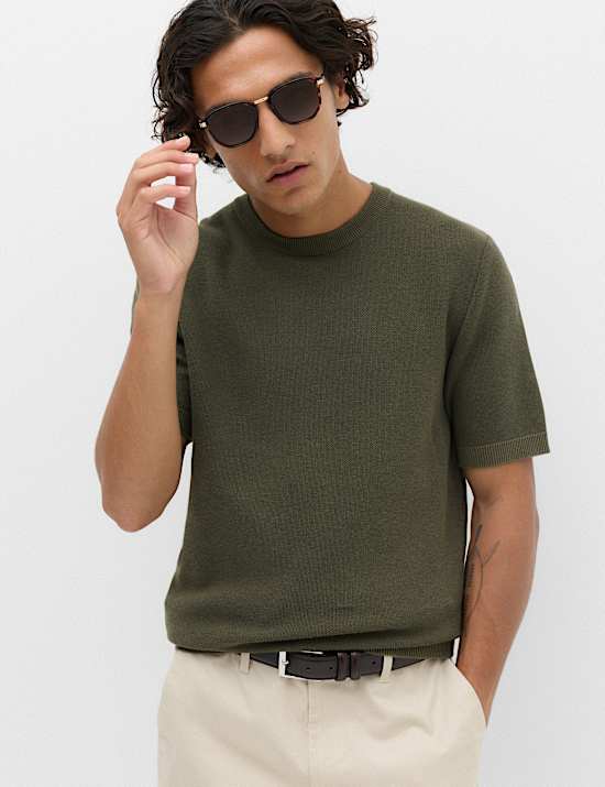Cotton Rich Textured Knitted T-Shirt