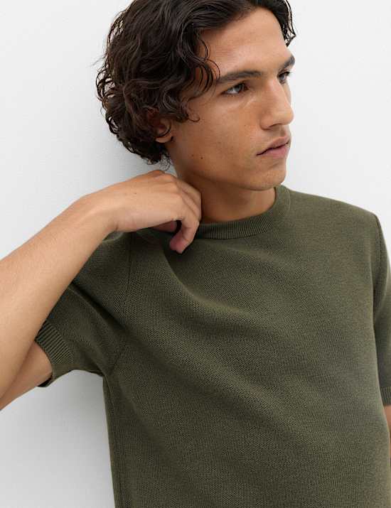 Cotton Rich Textured Knitted T-Shirt