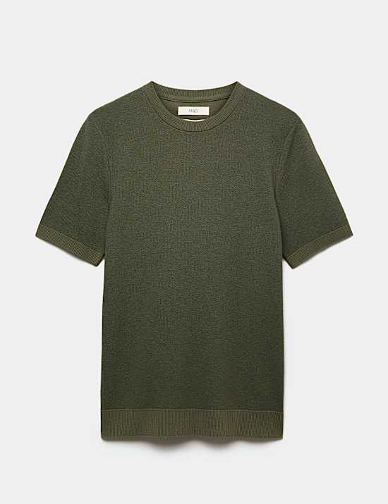 Cotton Rich Textured Knitted T-Shirt
