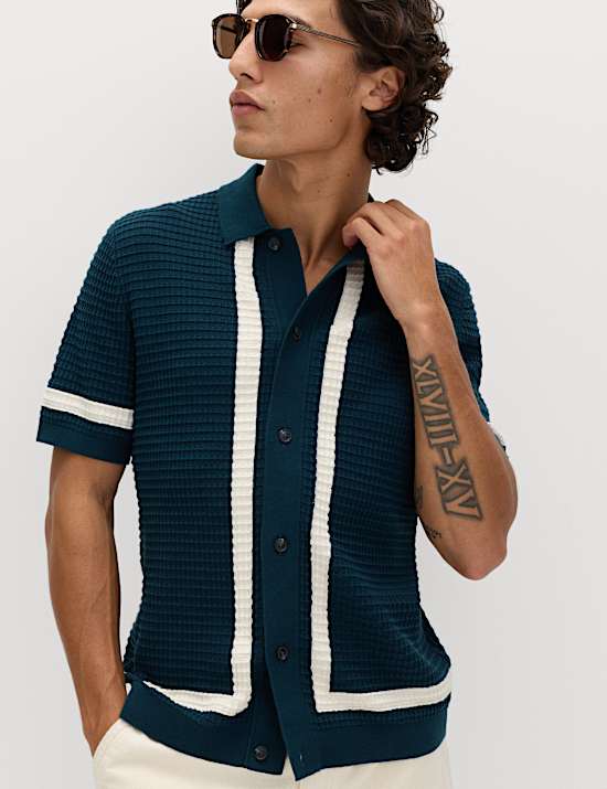 Pure Cotton Tipped Knitted Polo Shirt