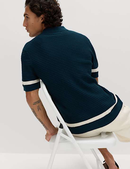 Pure Cotton Tipped Knitted Polo Shirt
