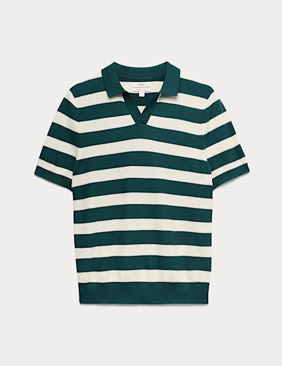 Polo en maille 100 % coton &agrave; rayures