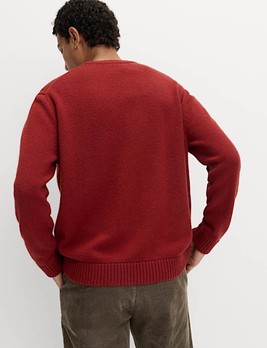 Lambswool Blend Chunky Crew Neck Jumper