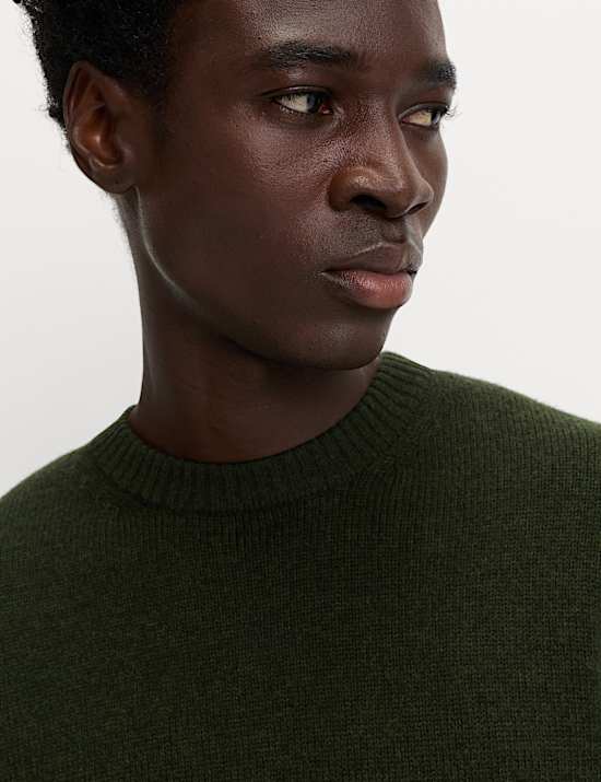 Lambswool Blend Chunky Crew Neck Jumper