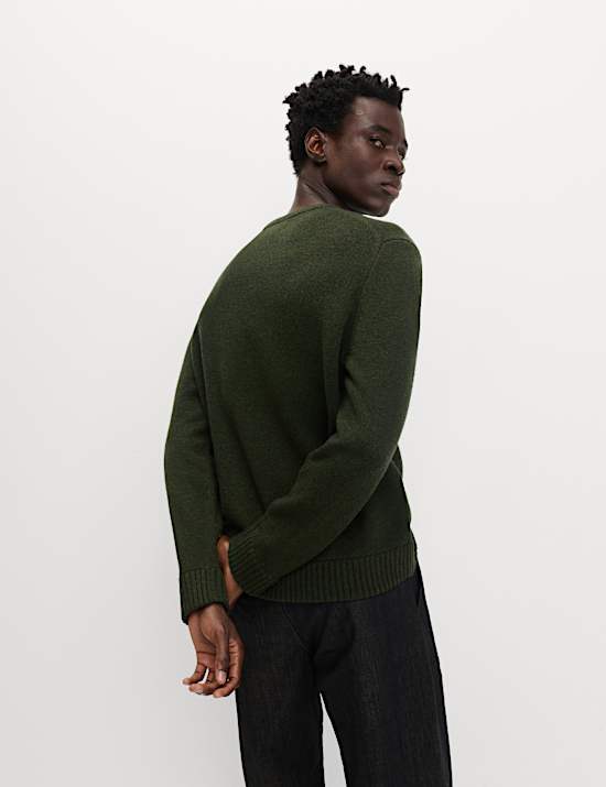Lambswool Blend Chunky Crew Neck Jumper