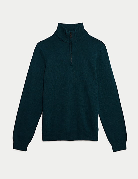 Lambswool Blend Funnel Neck Half Zip Jumper