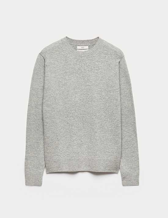 סריג צמר טלאים טהור עם צווארון עגול