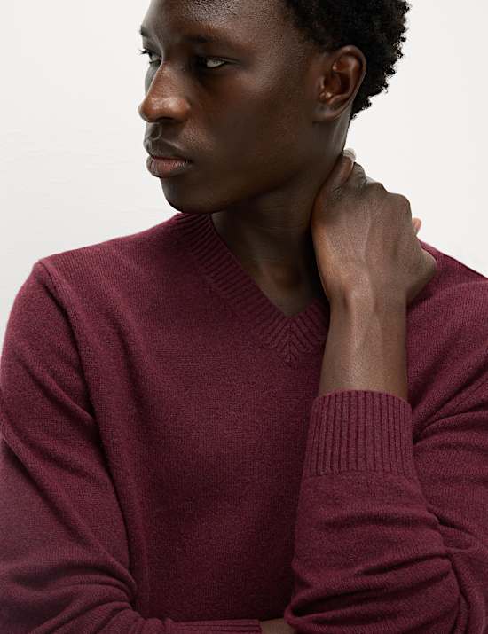 Pull 100 % laine d'agneau à col en V