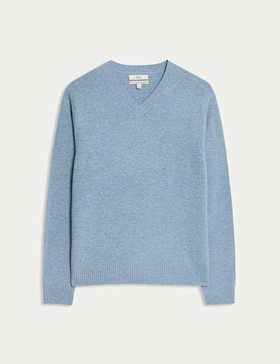 Trui van zuivere lamswol met V-hals