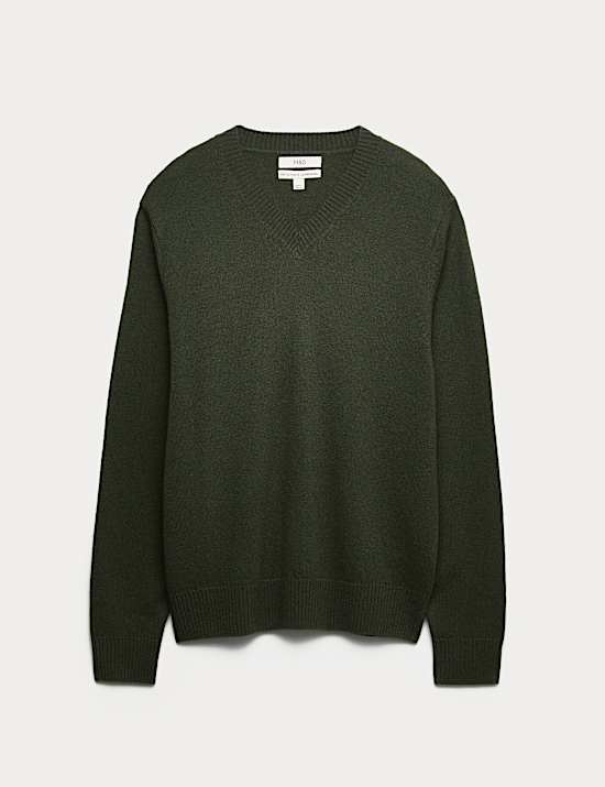 Trui van zuivere lamswol met V-hals