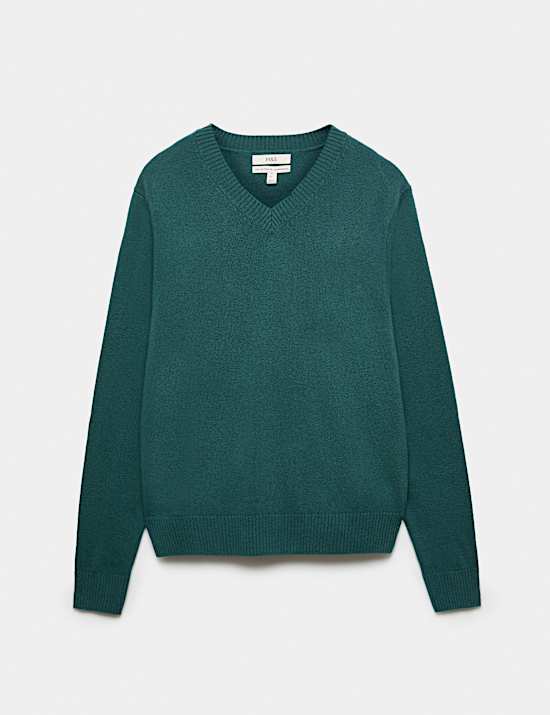 Jumper Kerah V Wol Domba Murni