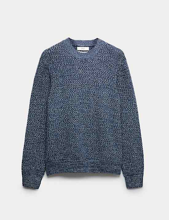 Lambswool Blend Textured Crew Neck Jumper