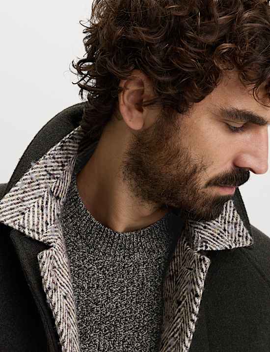 Lambswool Blend Textured Crew Neck Jumper