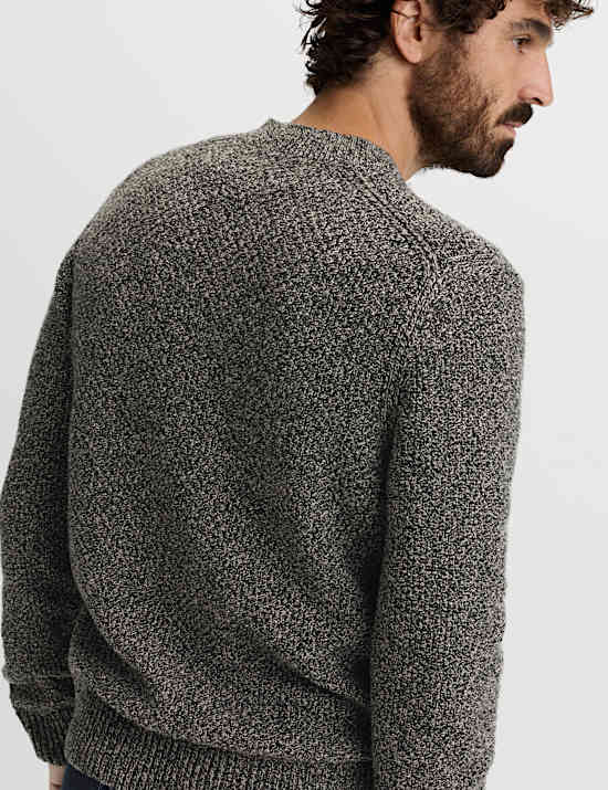 Lambswool Blend Textured Crew Neck Jumper