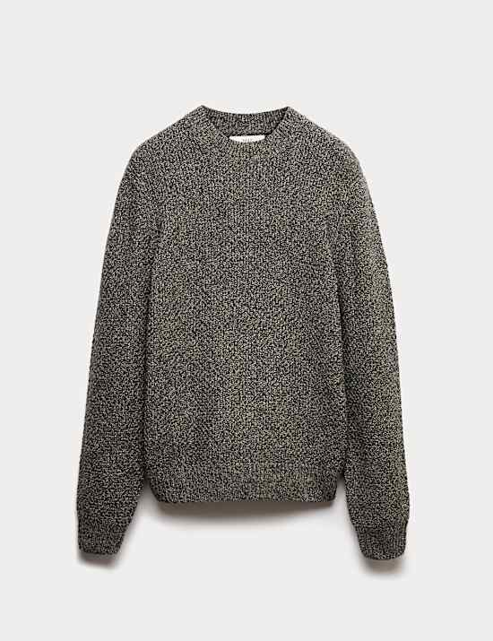 Lambswool Blend Textured Crew Neck Jumper