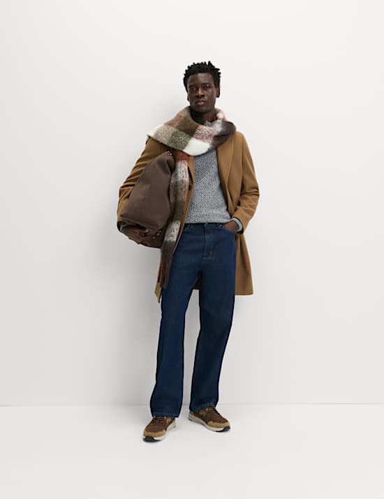 Trui van lamswolmix met ronde hals en structuur