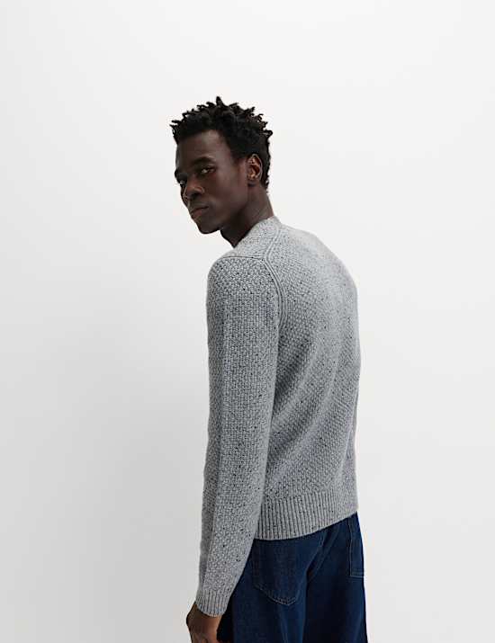 Trui van lamswolmix met ronde hals en structuur