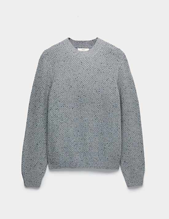 Trui van lamswolmix met ronde hals en structuur