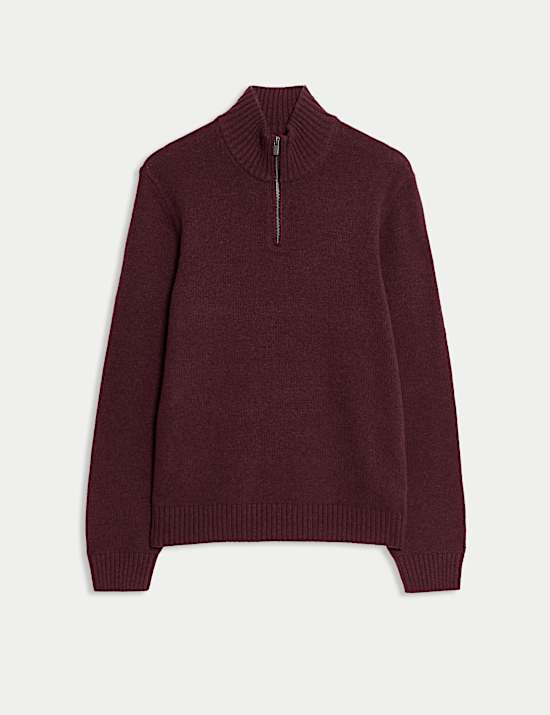 Πουλόβερ με φερμουάρ στο μισό μήκος από σύμμεικτο μαλλί lambswool