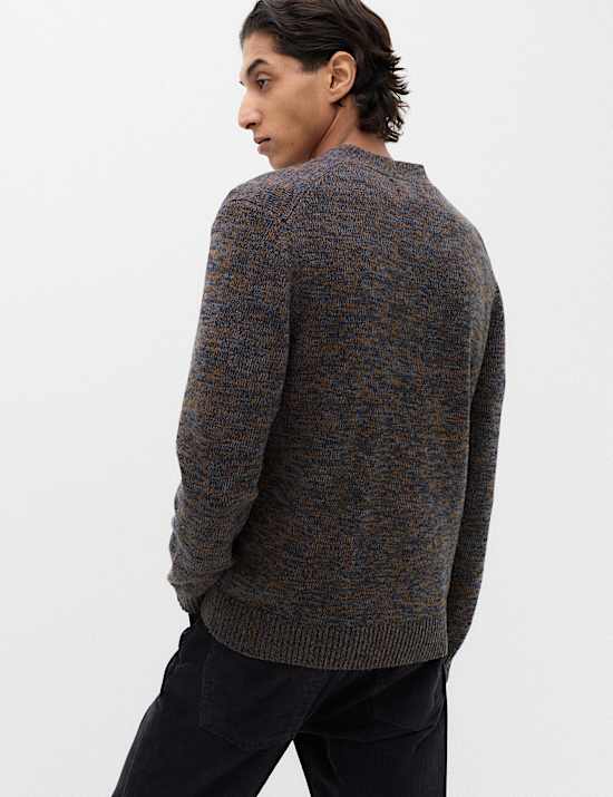 Cardigan en laine d&rsquo;agneau m&eacute;lang&eacute;e &agrave; col en V