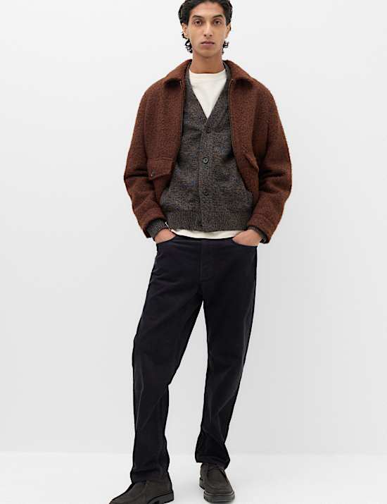 Cardigan en laine d&rsquo;agneau m&eacute;lang&eacute;e &agrave; col en V
