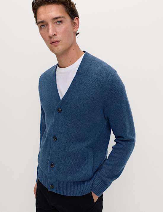 Vest met V-hals van lamswolmix