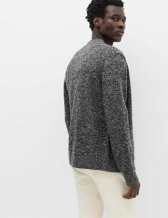 Cardigan en laine d&rsquo;agneau m&eacute;lang&eacute;e &agrave; col en V