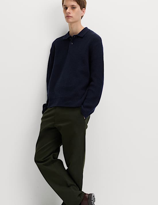 Lambswool Blend Knitted Polo Shirt