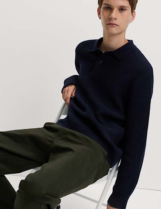 Lambswool Blend Knitted Polo Shirt