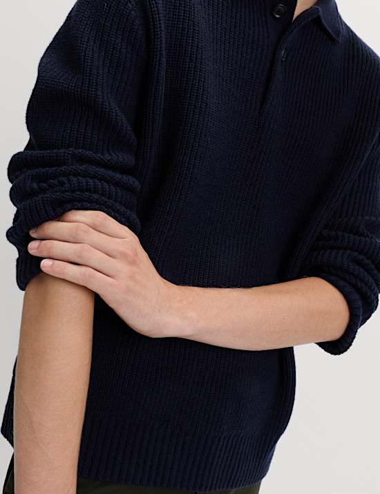 Lambswool Blend Knitted Polo Shirt