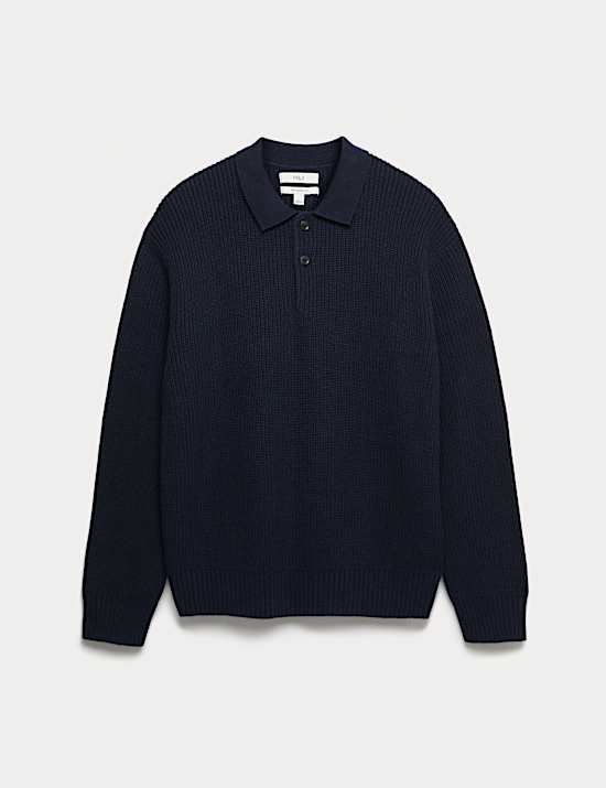 Lambswool Blend Knitted Polo Shirt