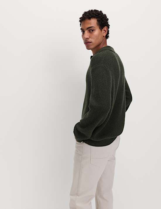 Strick-Poloshirt aus Lammwolle