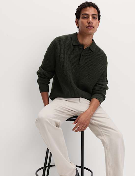 Strick-Poloshirt aus Lammwolle