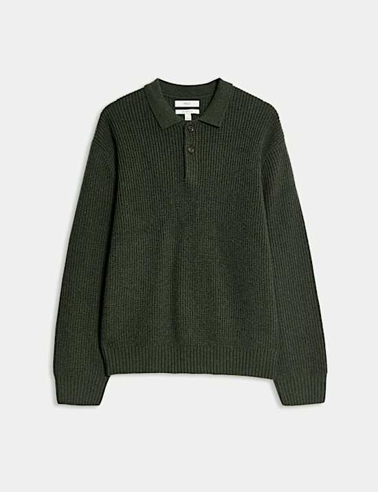 Strick-Poloshirt aus Lammwolle