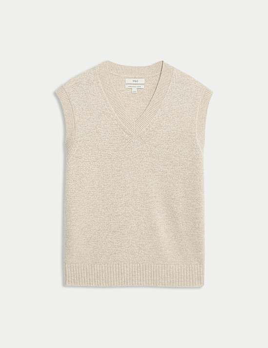 Lambswool Blend V-Neck Knitted Vest