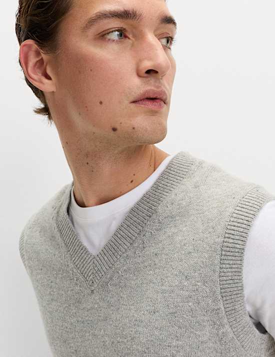 Lambswool Blend V-Neck Knitted Vest